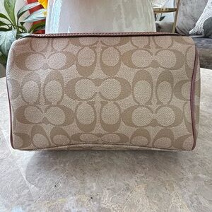 Coach Beige Signature Canvas Cosmetic Bag